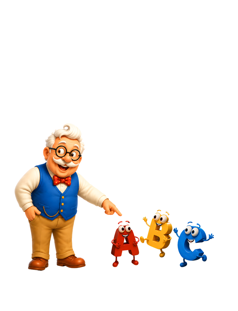 Alphie the Alphabet Guy with the ABC characters